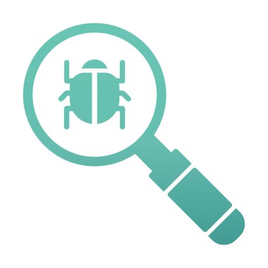 Böcekli büyüteç, virüs tespit simgesi, vektör illüstrasyon tasarımı 