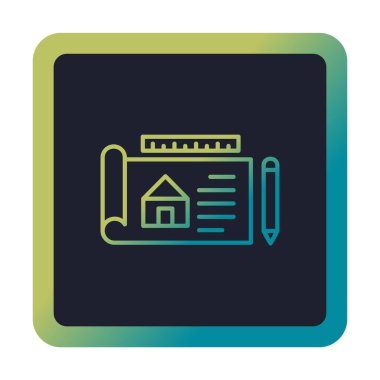 Basit Mimari Planı simgesi, vektör illüstrasyonu