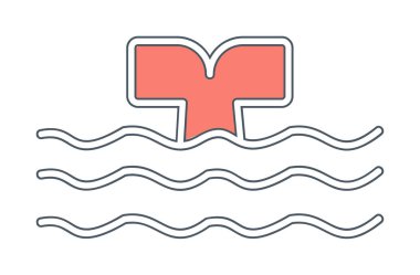 Moda tarzında izole edilmiş arka planda su ikonu olan balina kuyruğu