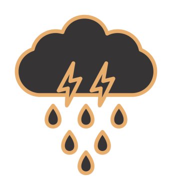 Gök gürültülü yağmurlu bulut sembolü, hava durumu ikonu, vektör illüstrasyonu 