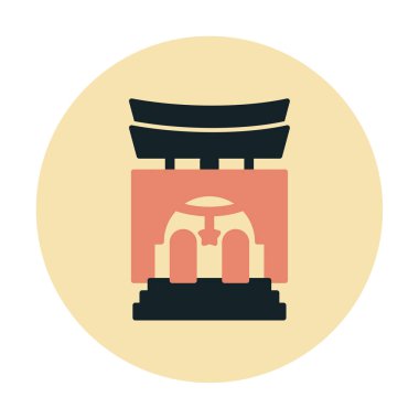 Basit antik Asya Tapınağı simgesi, vektör illüstrasyonu