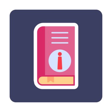 Basit Kitap Bilgileri simgesi, vektör illüstrasyonu