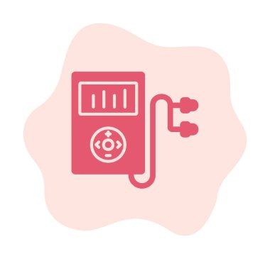 Kulaklık simgesi, vektör illüstrasyonlu Mp3 oynatıcı