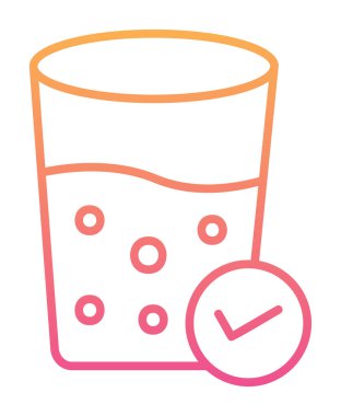 Kabarcıklı bir bardak su ve simge vektör illüstrasyonunu işaretle 