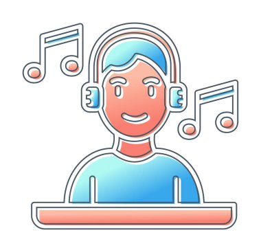 DJ avatar web simgesi, vektör illüstrasyonu 