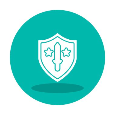 Kılıç vektör ağ simgesine sahip Askeri Kalkan, vektör illüstrasyonu 