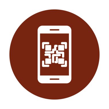 Akıllı Telefon Ekran Web simgesi Qr Kodu, vektör illüstrasyonu 