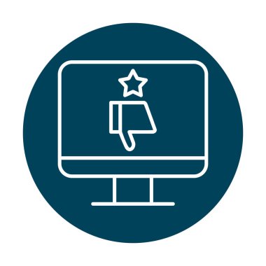 Kötü İnceleme simgesi, vektör illüstrasyonlu basit ekran