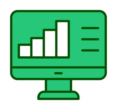 Basit Bilgisayar İzleme Veri Analizi simgesi, vektör illüstrasyonu