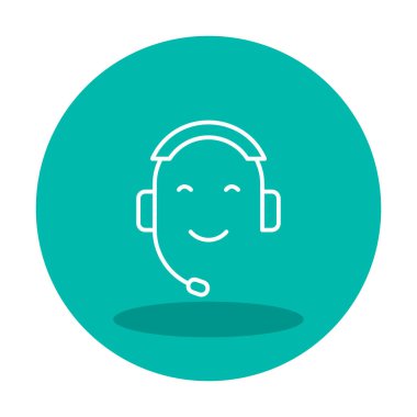 Kulaklık ve gülücükle yüzün vektör çizimi, Çağrı Merkezi kavramı