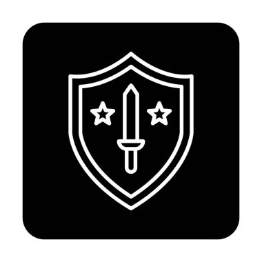 Kılıç vektör ağ simgesine sahip Askeri Kalkan, vektör illüstrasyonu 