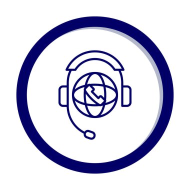 Basit Dünya Çağrı Merkezi Desteği simgesi, vektör illüstrasyonu