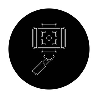 Akıllı telefon web simgesi, vektör illüstrasyonlu selfie çubuğu 