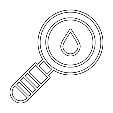 Loupe ikonu. Büyüteçteki su damlasının vektör çizimi