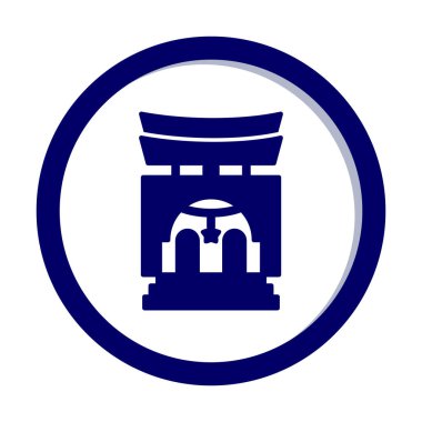 Basit antik Asya Tapınağı simgesi, vektör illüstrasyonu