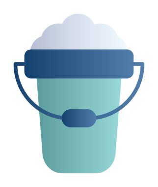 Köpük simgesi olan kova, vektör illüstrasyonu  