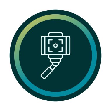 Akıllı telefon web simgesi, vektör illüstrasyonlu selfie çubuğu 