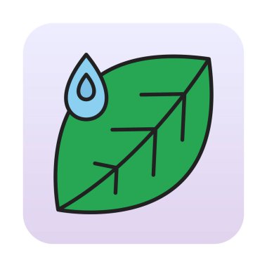 Su damlası ve yaprak simgesinin vektör çizimi