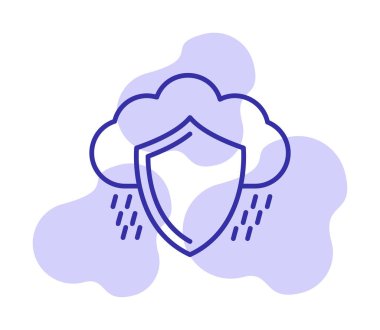 bulut güvenliği düz simgesi, vektör illüstrasyonu