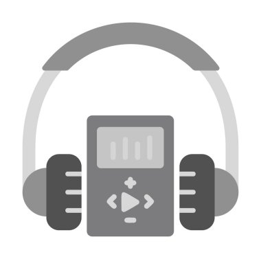 Düz kulaklık simgesi, web afişi, web ve mobil, bilgi grafikleri için vektör illüstrasyon kavramı.