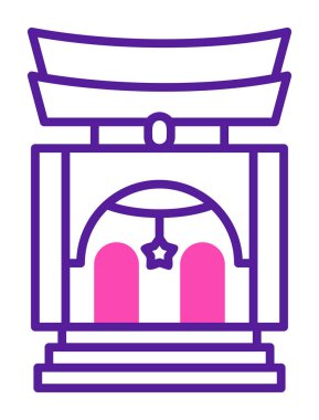 Basit antik Asya Tapınağı simgesi, vektör illüstrasyonu