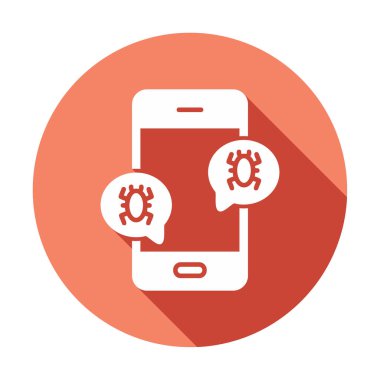 akıllı telefon virüslerle enfekte, vektör illüstrasyonu basit tasarım