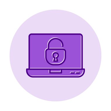 Basit dizüstü bilgisayar Aygıtı Kilitli simge vektör çizimi