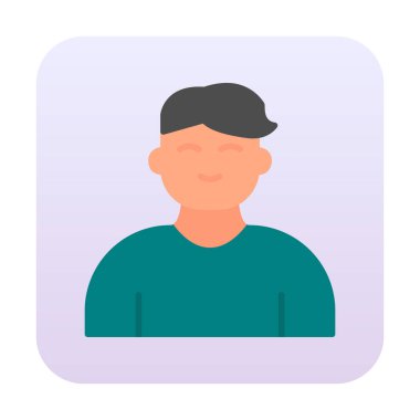 Saç stili vektör çizimi olan genç erkek avatar. 