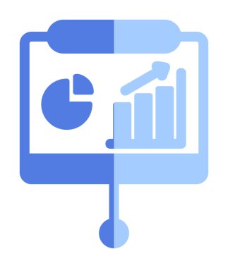 Sunum, iş istatistikleri ve pasta grafik ikonlu veri analizleri. iş analizleri, analizler, istatistikler, pasta grafiği
