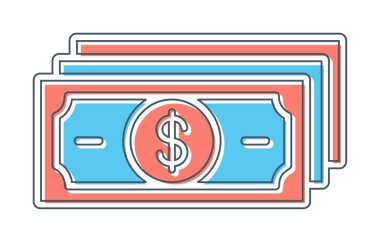 Dolar para çizgisi simgesi, vektör illüstrasyonu