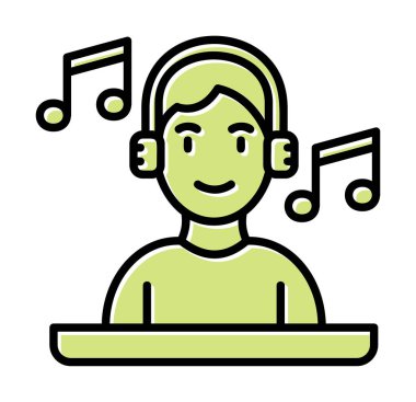 DJ avatar web simgesi, vektör illüstrasyonu 