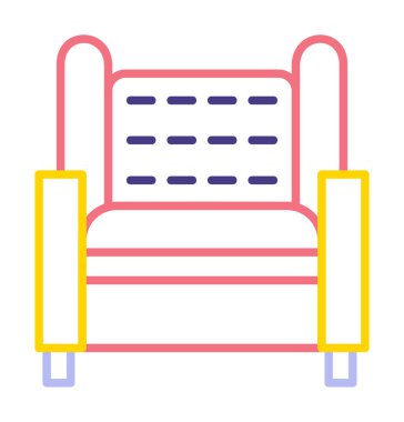 Koltuk yassı simgesi, vektör illüstrasyonu