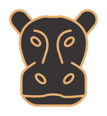 Hippopotamus baş ikon vektör çizimi