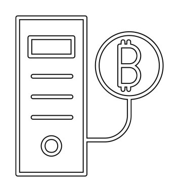 Bitcoin Madeni İşlemcisi (BTC) simgesi, vektör illüstrasyonu 