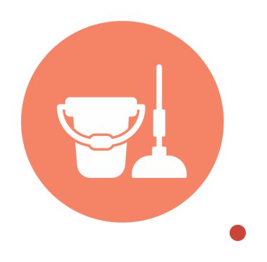 kova ve paspas simgesi, vektör illüstrasyonu  