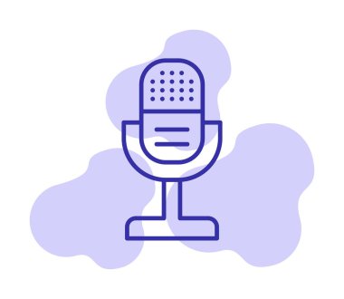 mikrofon yassı ikon. mikrofon logosu, vektör illüstrasyonu.