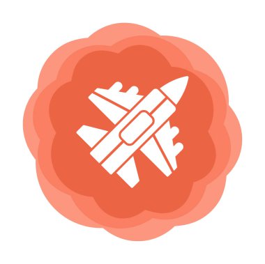 Jet Fighter ikonu. Askeri uçak uçuşu. vektör illüstrasyonu