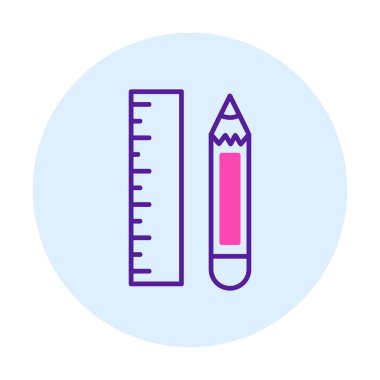 Kalem ve cetveli satırı simgesi, vektör çizim