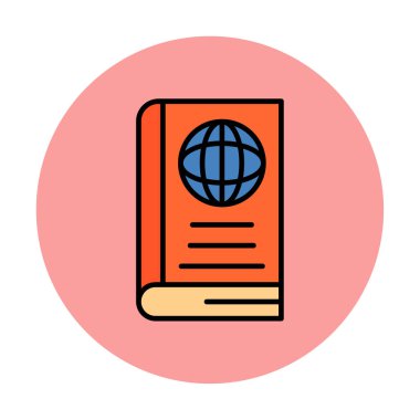 Basit Dünya Kitabı simgesi, vektör illüstrasyonu