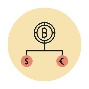 Para birimi yapısını bitcoin, dolar ve avro sembolleriyle böl 