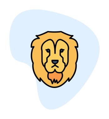 Aslan başı düz simgesi, vektör illüstrasyonu