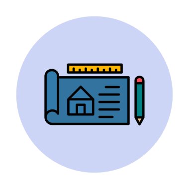 Basit Mimari Planı simgesi, vektör illüstrasyonu