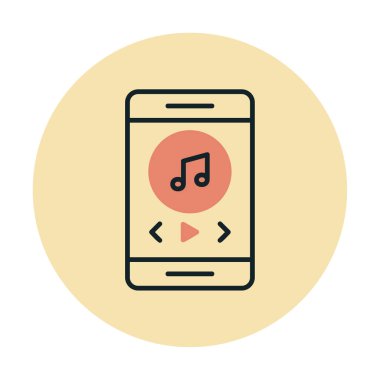 Müzik notası ikon vektör illüstrasyon tasarımı ile akıllı telefon müzik çalıcı                               