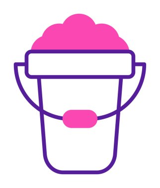 Köpük simgesi olan kova, vektör illüstrasyonu  