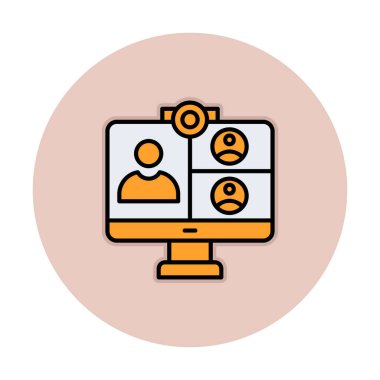 Basit çevrimiçi toplantı simgesi, vektör illüstrasyonu