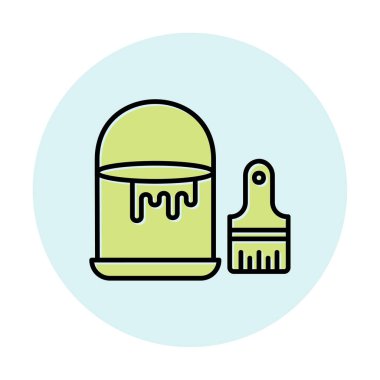 Boya fırçası ve kova vektör çizimi, simge ögesi arkaplanı                    