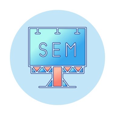 SEM ile Billboard simgesinin vektör illüstrasyonu  