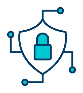 Asma kilit simgesi, vektör illüstrasyonlu güvenli kalkan