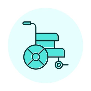 Basit Tekerlekli sandalye Simgesi, vektör illüstrasyonu