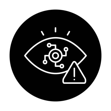 Uyarı işareti olan casus simgesi, vektör illüstrasyonu 